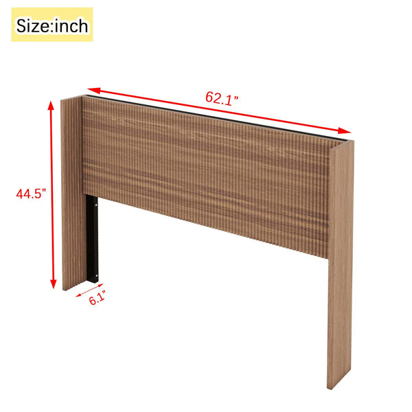 English Elm Wooden Walnut Queen Headboard - Modern Farmhouse Boho Wavy Raised Wing-Back Design, Steel Reinforced W1858P220209