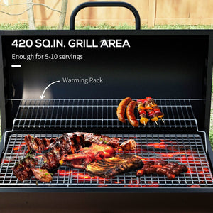 English Elm Outsunny Portable Charcoal Grill with Side Tables Wheels and Shelf for Backyard Camping W2225P174302