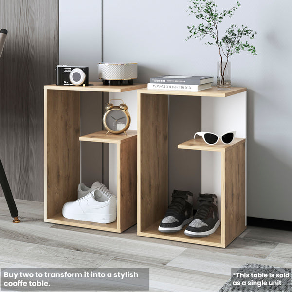 English Elm Everet 25" 3-Tier Shelf Side Table — Compact Multicolor End Table with Sturdy Particle Board Storage B070P363822