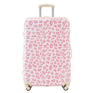English Elm Hardshell Polycarbonate Luggage Set Three Piece Spinner Suitcases with Tsa Lock Pink Leopard N732P218227U