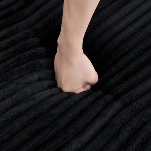 English Elm Right modular sectional sofa unfolds into bed — space-saving, flannelette comfort with foam & spring support, no assembly required Black W487S00297