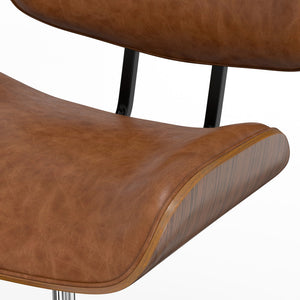 English Elm Dax Bentwood Office Chair Tan Vegan Leather Upholstered Swivel, Tufted Padded Seat, Adjustable Height B136P203491