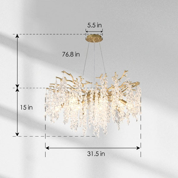 English Elm 10-light Gold Rectangular Chandelier Seeded Glass Globe Fixture for Dining Room W5008P466528