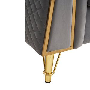 English Elm Modern Tufted Velvet Sofa with Gold Accent Frame and Flared Arms, High-Density Comfort Seating LIGHT GREY W579P329998