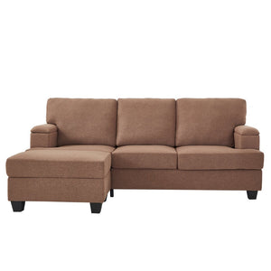 English Elm 86" Linen Sectional Sofa with Storage Ottoman Reversible Chaise for Small Spaces W1669S00036