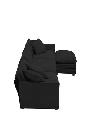 English Elm 108-inch Modular Chenille Sectional Sofa Deep Seated L Shape for Open Plan Living Black W2795S00045