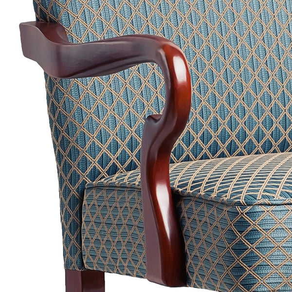 English Elm DeLaney Hardwood Gooseneck Arm Chair with Jacquard Diamond Fabric, High Back Comfort & Durable Build Blue B050P229954