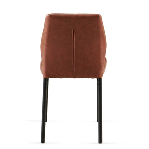 English Elm Brown PU Leather Dining Chairs Set of 4 — Modern Armless Faux Leather Side Chairs with Metal Legs, Upholstered Comfort for Kitchen, Dining, Office (4) W1164P195158