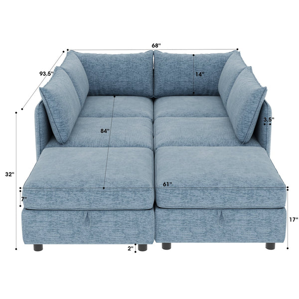 English Elm Modular Sectional Sofa - Versatile Chenille Sleeper With Storage, Flexible Design For Any Space W680S00017