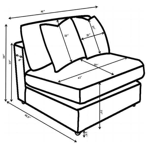 English Elm Cassidy Corduroy Armless Lounge Chair Plush Modular Seating for Living Rooms Fog B062P440340