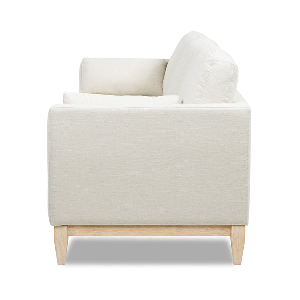 English Elm Jennifer Taylor Home - Knox 84" Modern Farmhouse Sofa in Flax White Linen — Feather-Down Foam, Removable Covers, Durable Fabric B2719P353145