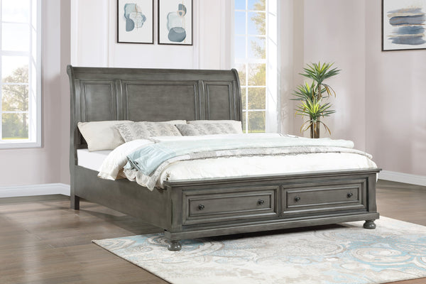 English Elm Meade Elegant Gray Queen Bed With Storage Drawers, Durable Design For Stylish Bedroom Organization B078S00573