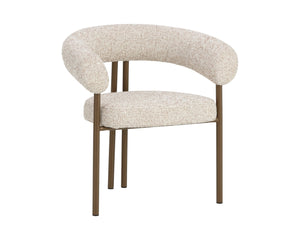 Sunpan ONIVA Dining Armchair - Elegant Noah Ecru Upholstery with Sturdy Black Iron Legs for Comfort & Style 112556
