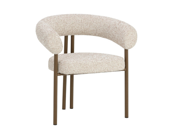 Sunpan ONIVA Dining Armchair - Elegant Noah Ecru Upholstery with Sturdy Black Iron Legs for Comfort & Style 112556