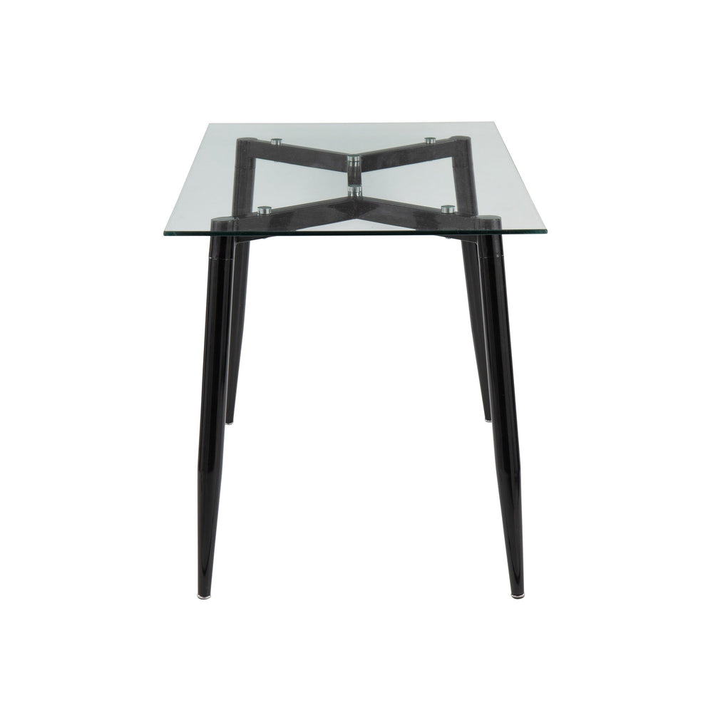 English Elm Clara Modern Glass Top Table with Black Geometric Metal Base by LumiSource — Sleek Contemporary Design B202S01125