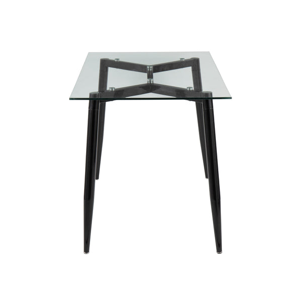 English Elm Clara Modern Glass Top Table with Black Geometric Metal Base by LumiSource — Sleek Contemporary Design B202S01125