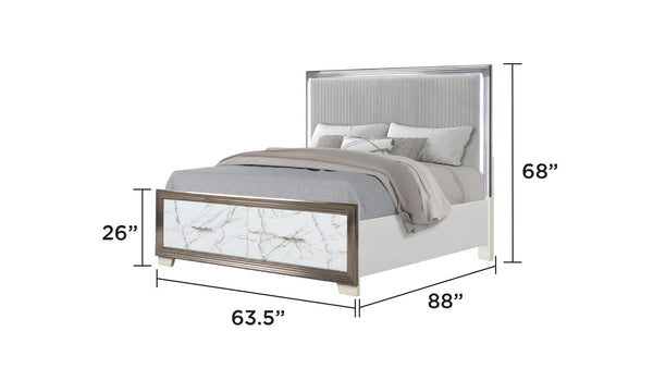 English Elm Desire Queen 5-Piece Bedroom Set – Chic Led Upholstered Bed, Storage Solutions, And Modern Accents B009S02067