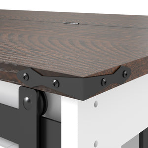 English Elm 47.2" Double Dog Crate Farmhouse Console with Rolling Casters and Barn Doors W2557P330269