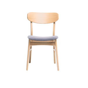 English Elm [video] Set of 2 Minimalist Dining Chairs with Cushioned Seats and Oak Rubberwood Legs N759P371095E