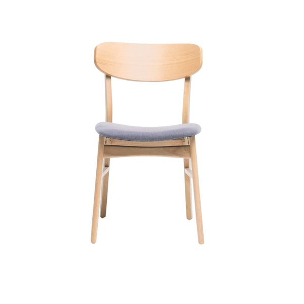 English Elm [video] Set of 2 Minimalist Dining Chairs with Cushioned Seats and Oak Rubberwood Legs N759P371095E