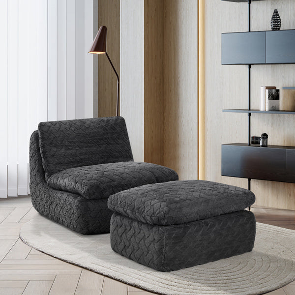 English Elm Liyasi Full Compression Swivel Sofa Chair With Ottoman - Cozy, Ergonomic Design For Relaxation & Style W820P312314