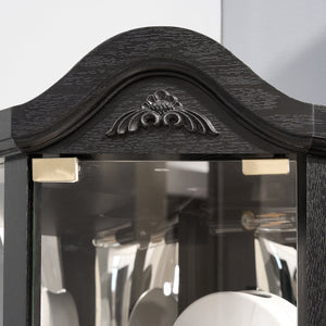 English Elm Lighted Corner Curio Cabinet With Adjustable Shelves, Elegant Black Design, Perfect For Home Display W1758P300126