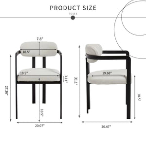 English Elm Modern Tufted Boucle Dining Chairs Set of 2 with Curved Back and Matte Metal Legs W3244P337430