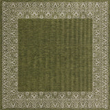 Unique Loom Outdoor Border Floral Border Machine Made Floral Rug Green, Ivory/Gray 10' 8" x 10' 8"