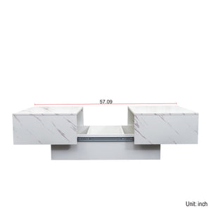 English Elm Coffee Coffee Table with Sliding Top and Hidden Storage, Extendable 57" Surface for Entertaining White W331P270516