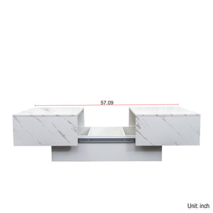 English Elm Coffee Table with Sliding Top and Hidden Storage, Extendable 57" Surface for Living Room Hosting White W331P270516