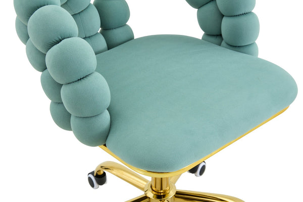 English Elm Modern Velvet Bubble Back Swivel Chair Glam Upholstered Seat for Vanity or Desk Gold,Teal W3875P442947