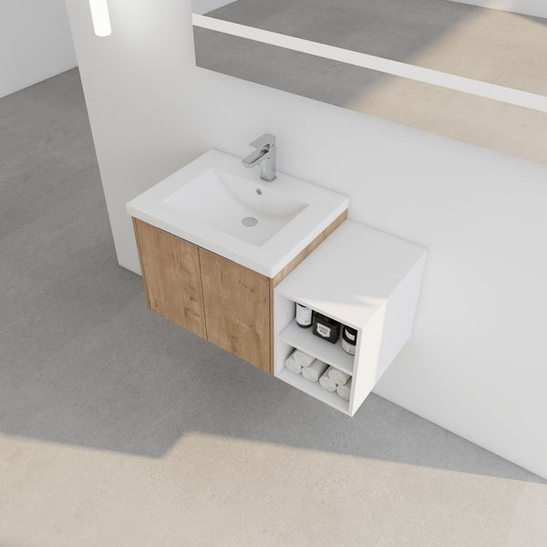 English Elm 36 Inch Modern Bathroom Vanity With Soft Close Doors, Resin Sink & Stylish Storage Solutions W999S00182
