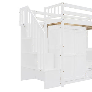 English Elm Queen Murphy Bed with Integrated Desk Cabinet Shelves Space Saving Studio Solution White N708S00013K