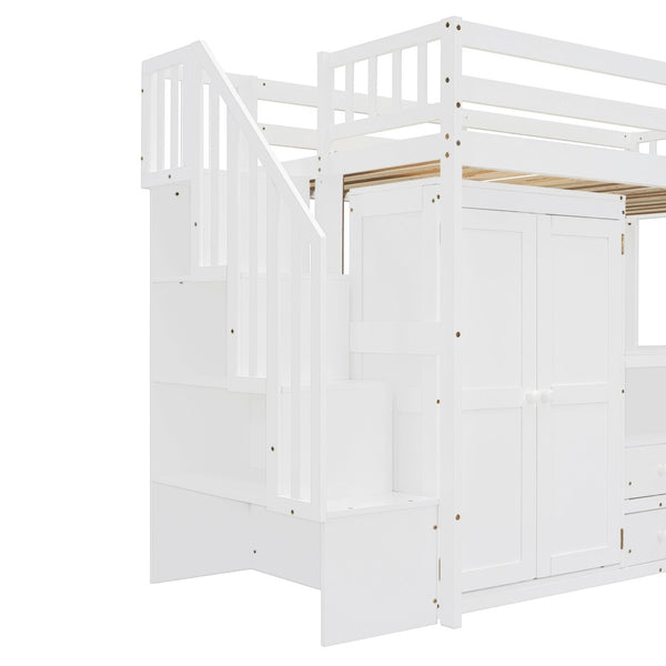 English Elm Queen Murphy Bed with Integrated Desk Cabinet Shelves Space Saving Studio Solution White N708S00013K