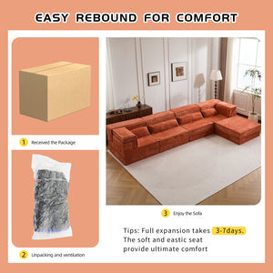 English Elm Compression Modular Sofa Bed - Oversized Boneless Design, Plush Memory Foam, Versatile & No Assembly W3723S00034