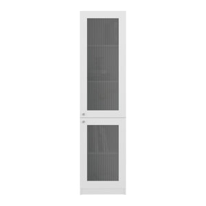 English Elm Peony Fluted Door Bookcase White Engineered Wood with Five Shelves for Home Office B092P474493
