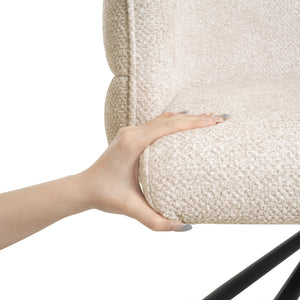 English Elm 270° Swivel Mid-Century Modern Upholstered Desk Chairs Set of 2 with Thick Cushion & Metal Base Beige W757P281146