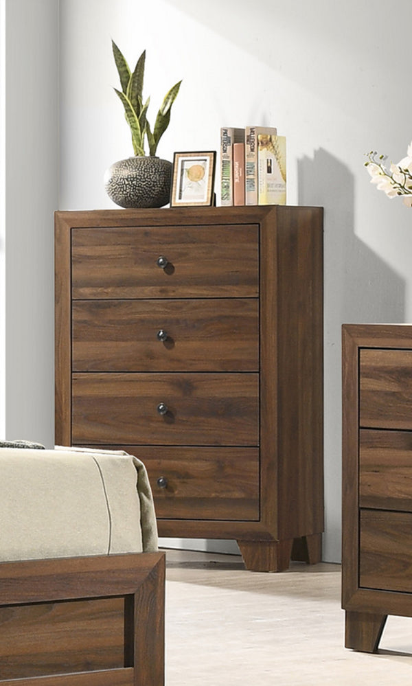 English Elm Rustic Transitional Tall 4-Drawer Chest with Weathered Finish, Spacious Storage, Sturdy Metal Hardware, Cozy Bedroom Accent Brown 19.1 L x 34.25 W x 46.85 H B011P375324
