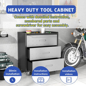 English Elm Heavy-duty Steel Garage Cabinet on Wheels with Locking Doors and Adjustable Shelves T2398P222835