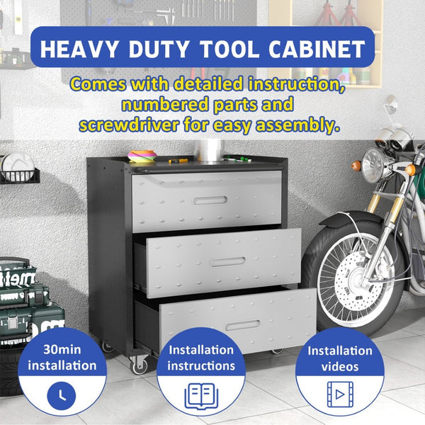 English Elm Heavy-duty Steel Garage Cabinet on Wheels with Locking Doors and Adjustable Shelves T2398P222835