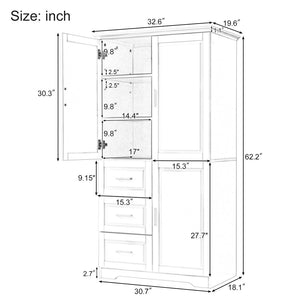 English Elm Tall Floor Storage Cabinet with Drawers Mdf Build Neutral Finish Bathroom Office Grey N725P331357E