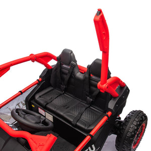English Elm 24v Two Seater Kids Utv with Parental Remote Dual Motors Four Wheel Suspension Led Red W1578P198433