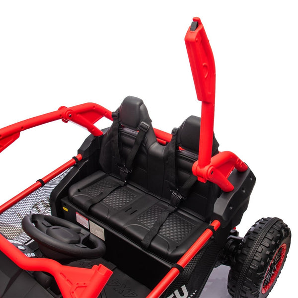 English Elm 24v Two Seater Kids Utv with Parental Remote Dual Motors Four Wheel Suspension Led Red W1578P198433