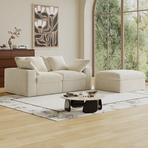 English Elm Modular 3-Seat Sectional Sofa With Ottoman – Versatile Modern Minimalist Sleeper For Small Spaces W3622S00009