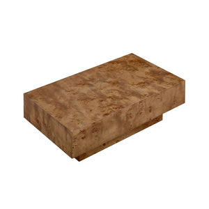 English Elm 43.31 Inch Burl Veneer Rectangular Coffee Table Mid-century Pedestal Base Living Room Walnut W2582P431212