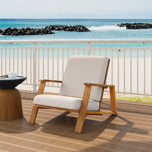 English Elm Christopher Knight Home® - Patio Lounge Chair - Weather-Resistant Beige Cushion & Teak Acacia Wood Frame For Outdoor Elegance N779P291591T