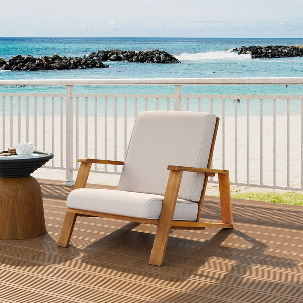 English Elm Christopher Knight Home® - Patio Lounge Chair - Weather-Resistant Beige Cushion & Teak Acacia Wood Frame For Outdoor Elegance N779P291591T