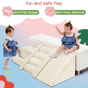 English Elm 9-piece Soft Foam Toddler Climbing Play Set with Velcro Blocks for Indoor Playrooms Beige N710P444692K
