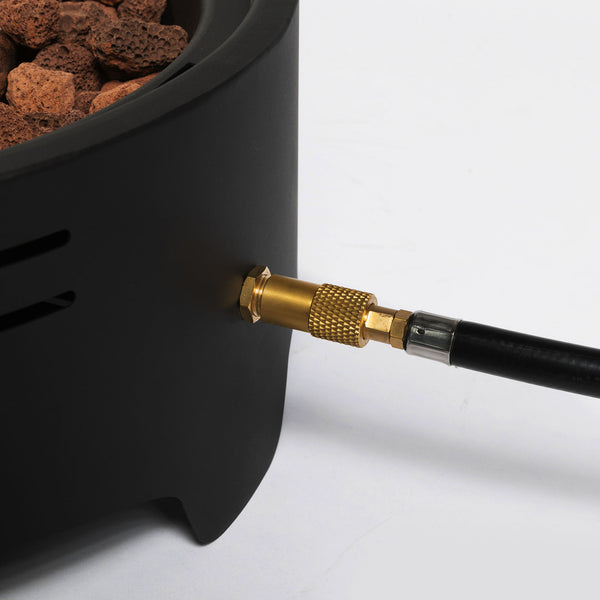 English Elm 15" Propane Tabletop Fire Pit 40,000BTU Steel Round with Lava Rocks, Quick-Connect Regulator & Lid W853P232639