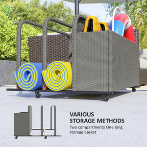 English Elm Outsunny Pe Rattan Outdoor Pool Float Organizer with Rolling Wheels Resort Style W2225P485590